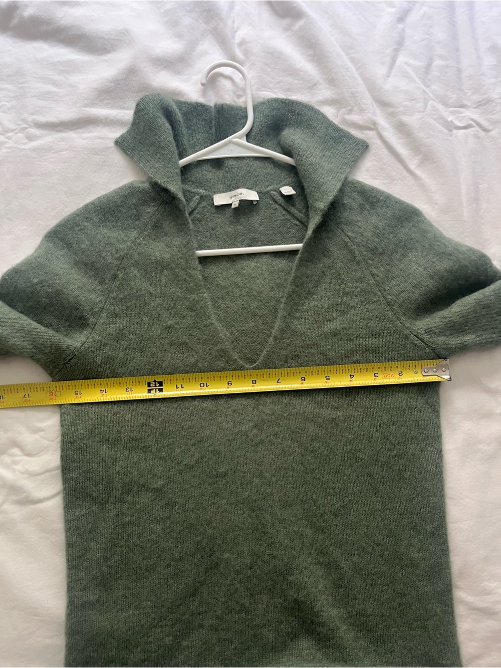 Vince Brushed Polo Alpaca Sweater Sage Green Polo V-Neck XS - Picture 9 of 14